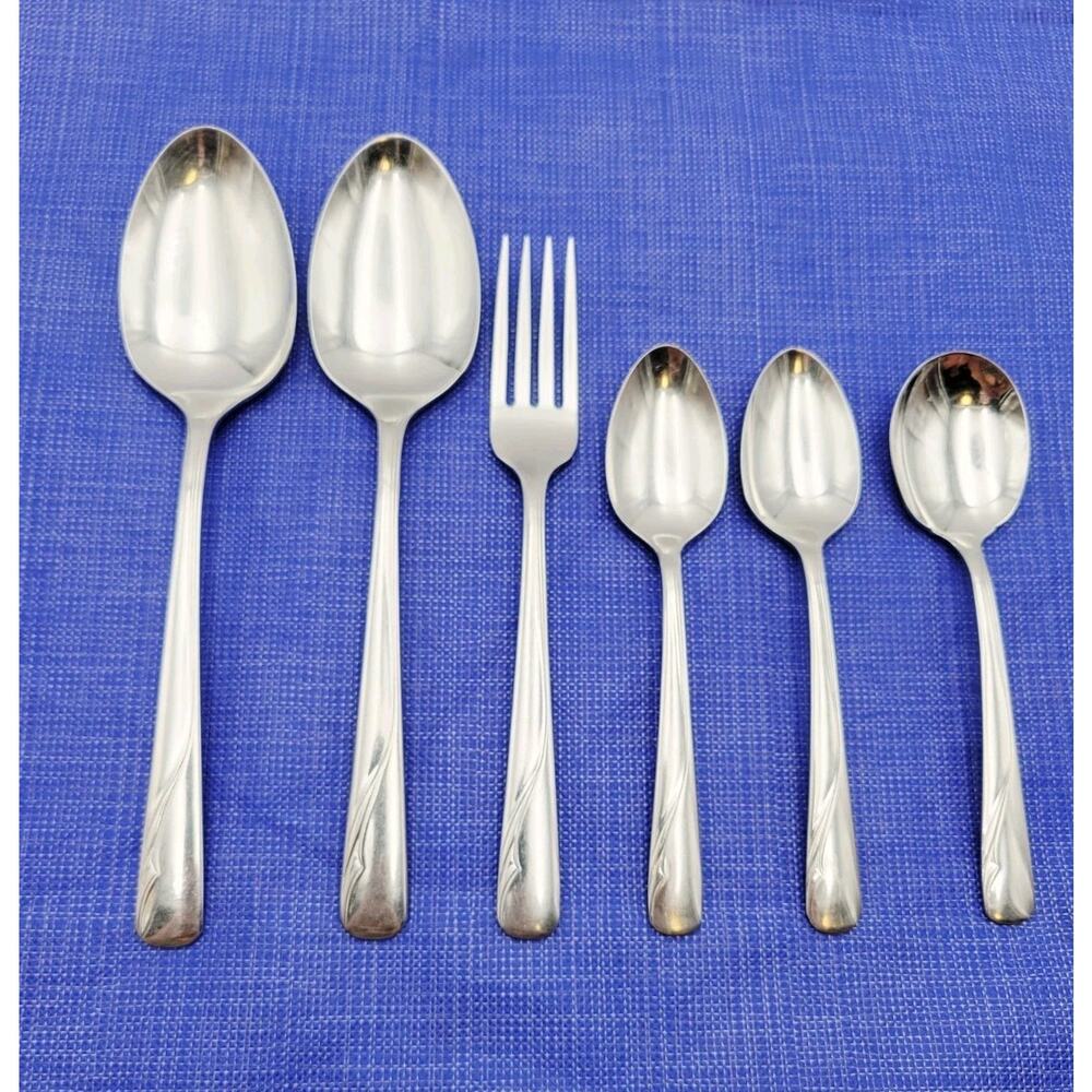 Lot of 6 Oneida Oceanic Spoon Fork Stainless Flatware Vtg